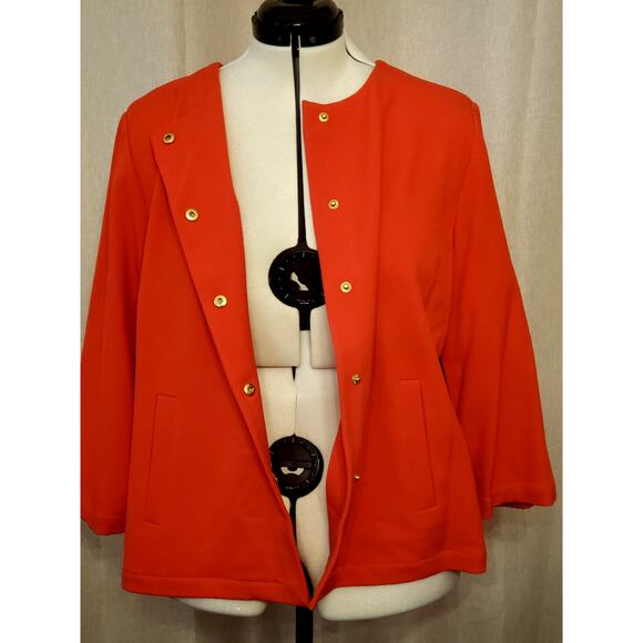 Chico's Gold Square Button Crepe Annatto Orange Boxy Jacket Size 3 (XL/16) - Picture 4 of 12